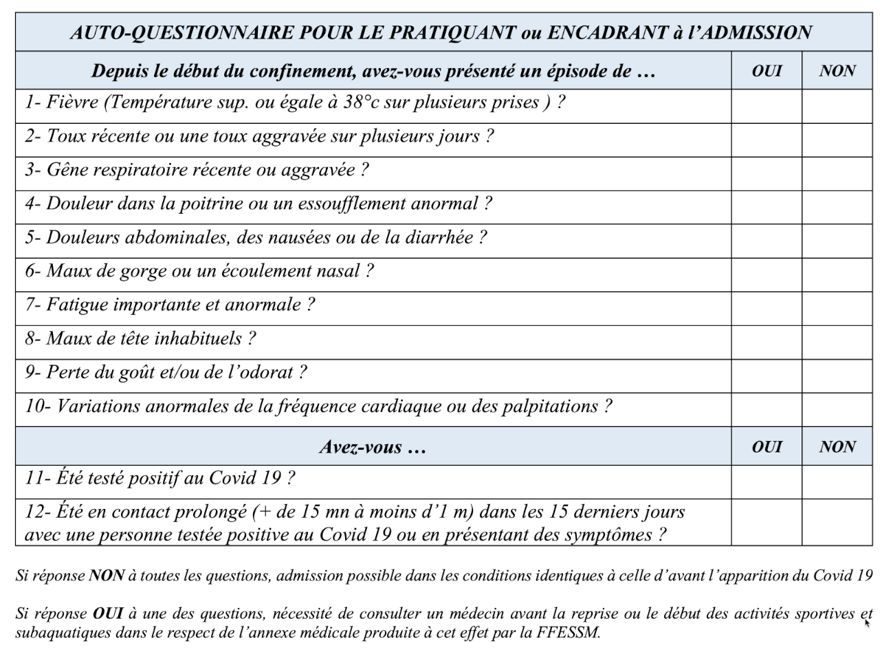 Autoquestionnaire covid ffessm